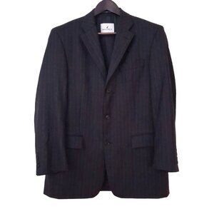 NAUTICA Charcoal Grey 100% Wool Men's Pinstripe Blazer Nelson Made in Canada 40R